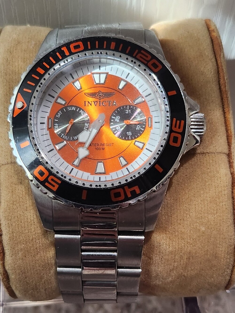 Invicta Men's Orange Dial Stainless Steel Sport Watch